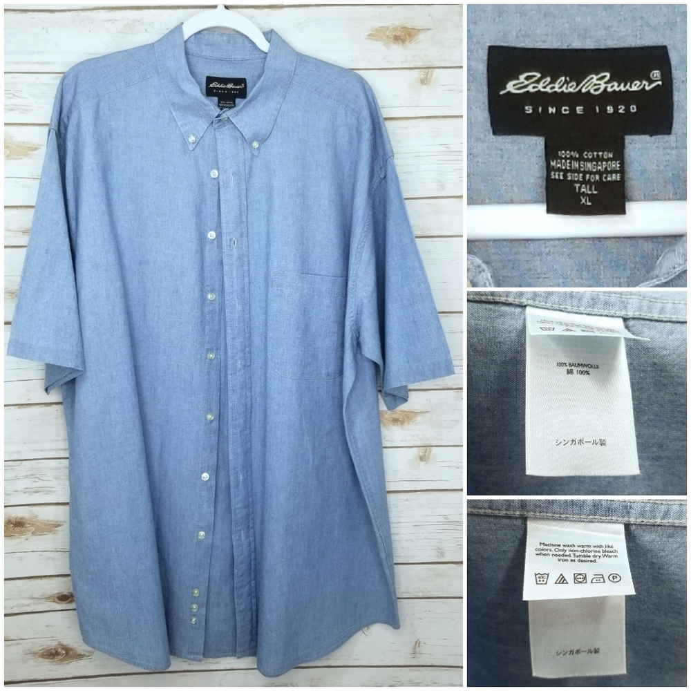 Eddie Bauer Shortsleeve Button Down Shirt Size TALL XL